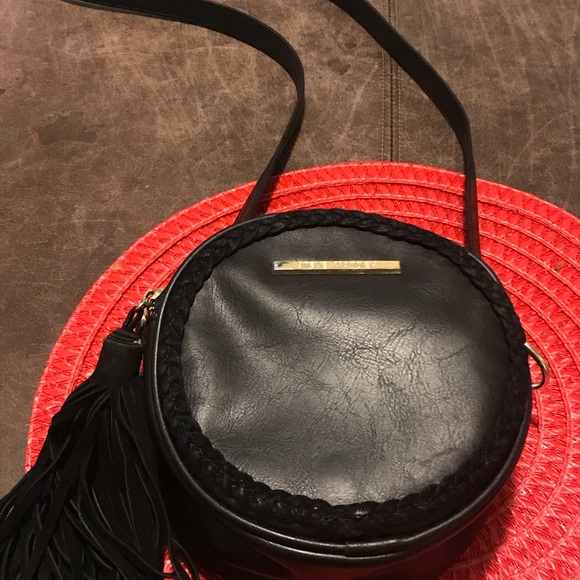 Black tassel 2 zipper purse round purse - Picture 3 of 4